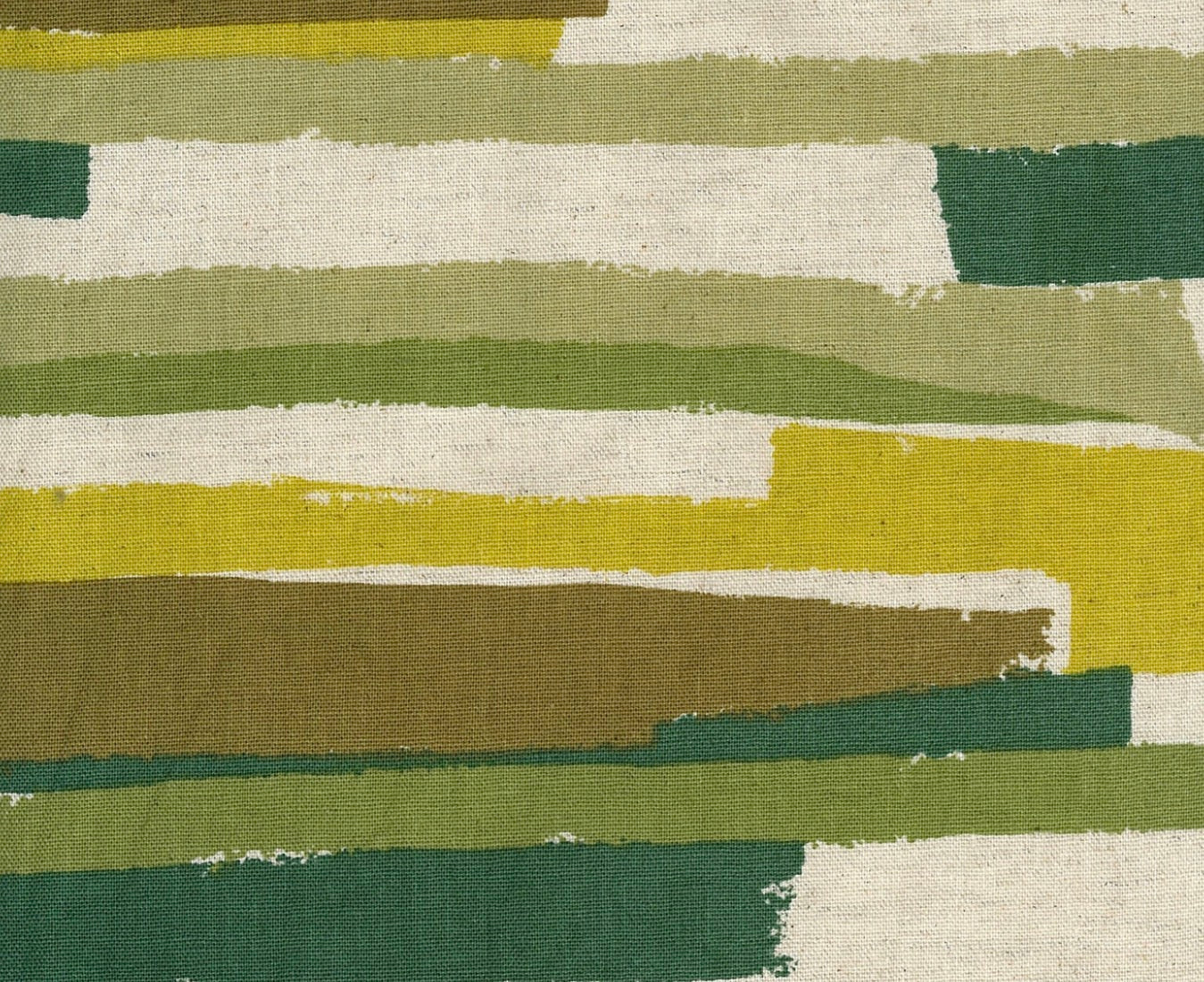 KOKKA Art Geome Stripes Cotton Linen Blend Canvas Green