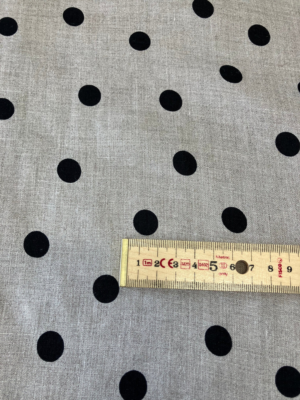 Linen 14mm dot pattern beige