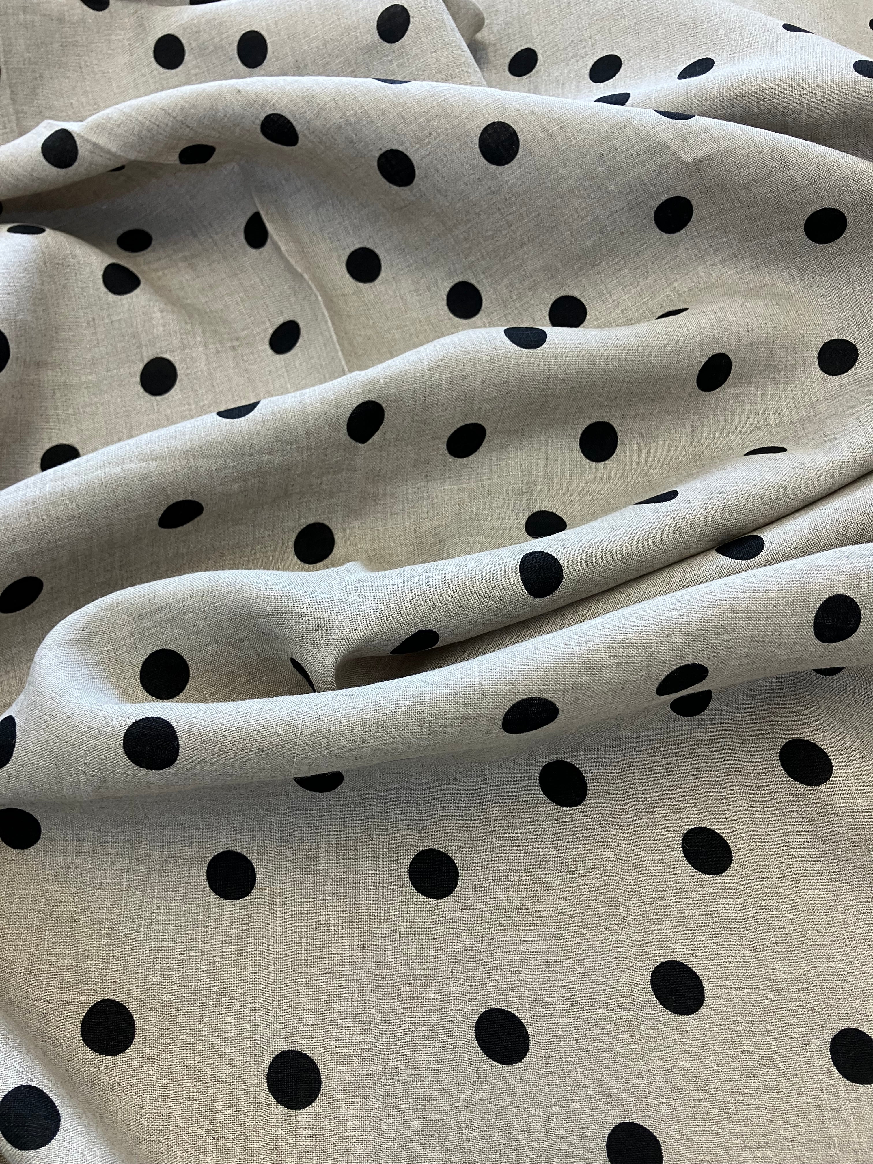 Linen 14mm dot pattern beige