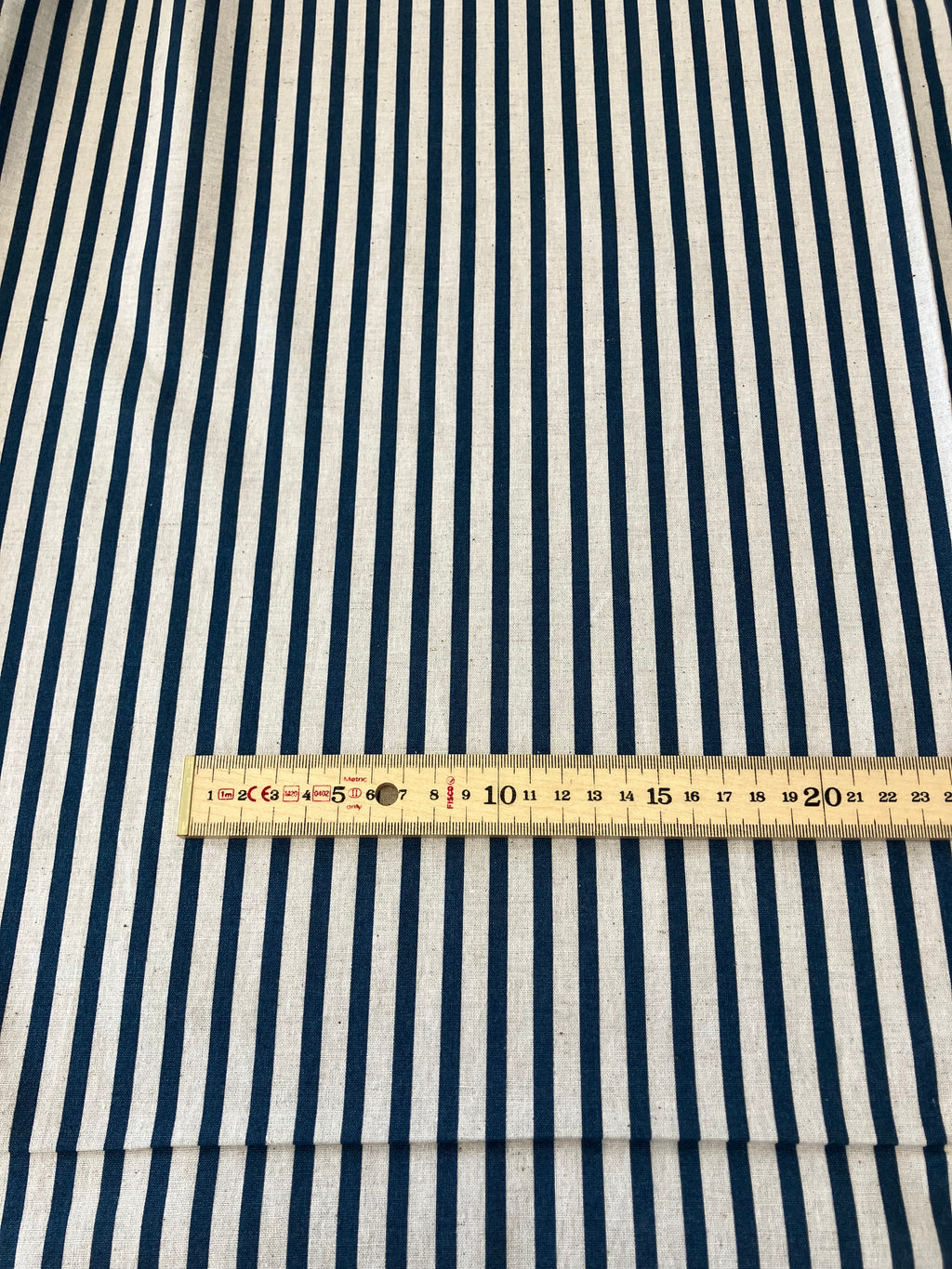 Cotton Linen Blended Sheeting Navy Stripe
