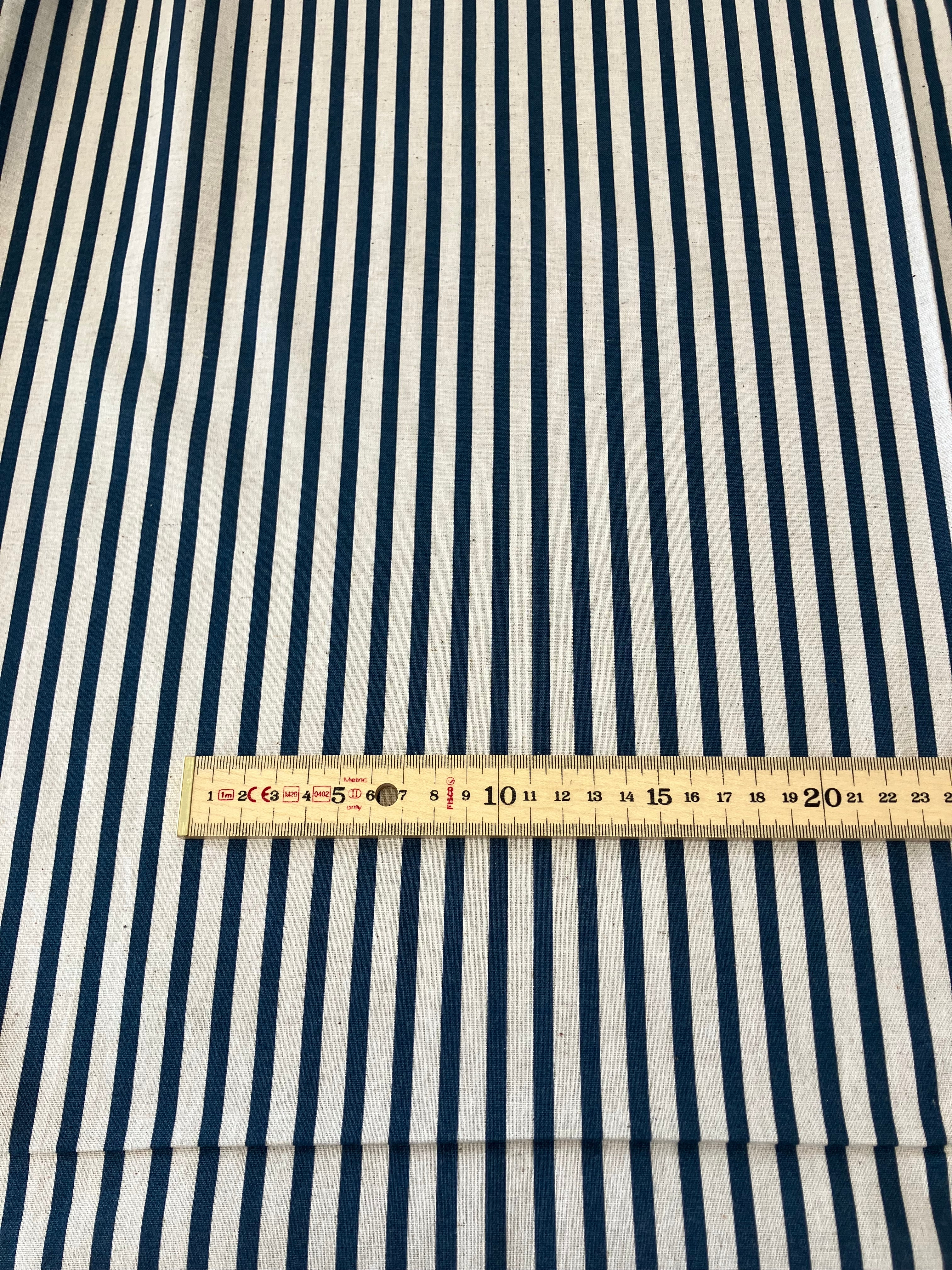 Cotton Linen Blended Sheeting Navy Stripe